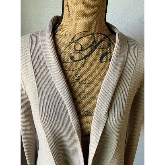 Liz Claiborne Beige Open Front Knit Cardigan Sweater Size LARGE - Picture 3 of 13